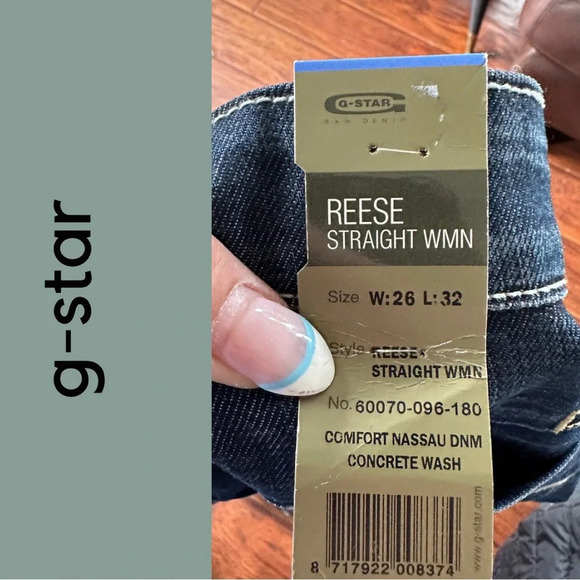 G-Star Women’s Reese Straight Jeans Whiskering Color Concrete Size  26 - Picture 8 of 9
